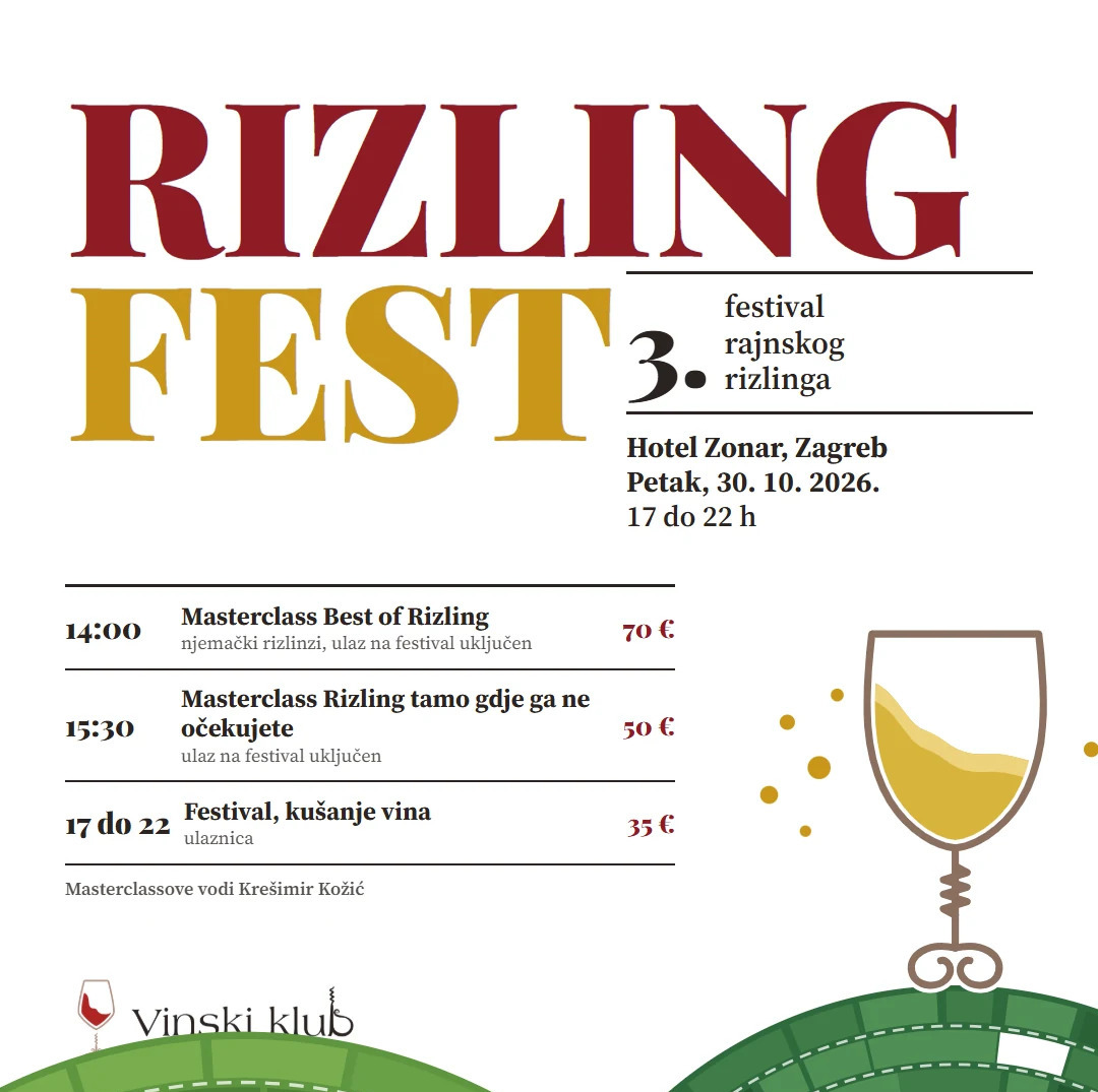 Treći RizlingFest stiže u hotel Zonar – 30 vinarija i dva vrhunska masterclassa!